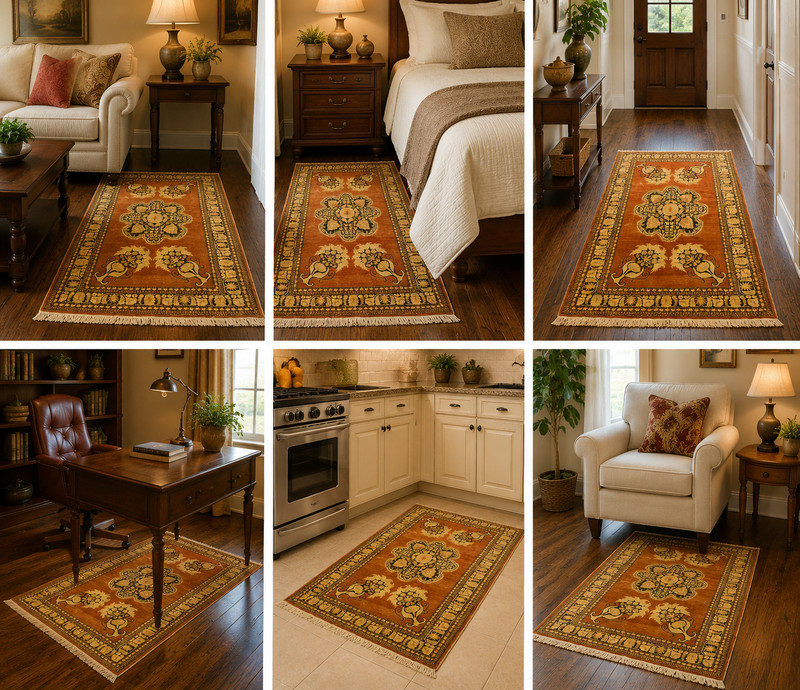 WOOL,SILK Old CAUCASIAN Rugs, Hand Woven,knotted size Approximately 3'4" X 5'7" gallery