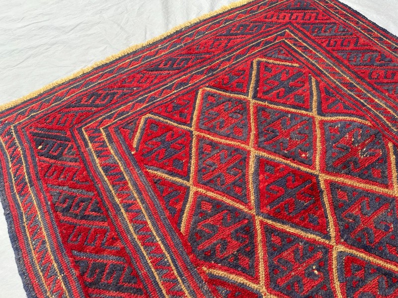 3'7 x 4'1 Vintage Afghan Hand Knotted Tribal Rug Geometric Wool Living Room Rug gallery