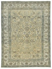 Distressed Vintage Semi-Antique Muted Floral Wool Oriental Rug Carpet 8X11 ft