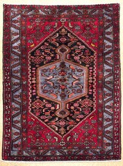 Vintage Zanjan Tribal Hand Knotted Wool Oriental Area Rug 5×8 Black Blue Deer