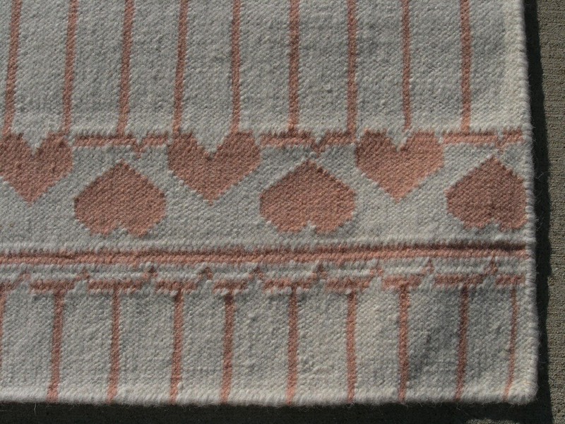 Fantastic Hand Woven Rug Carpet Area Heather's Peach Hearts Stripes 3x5 Wool LN gallery