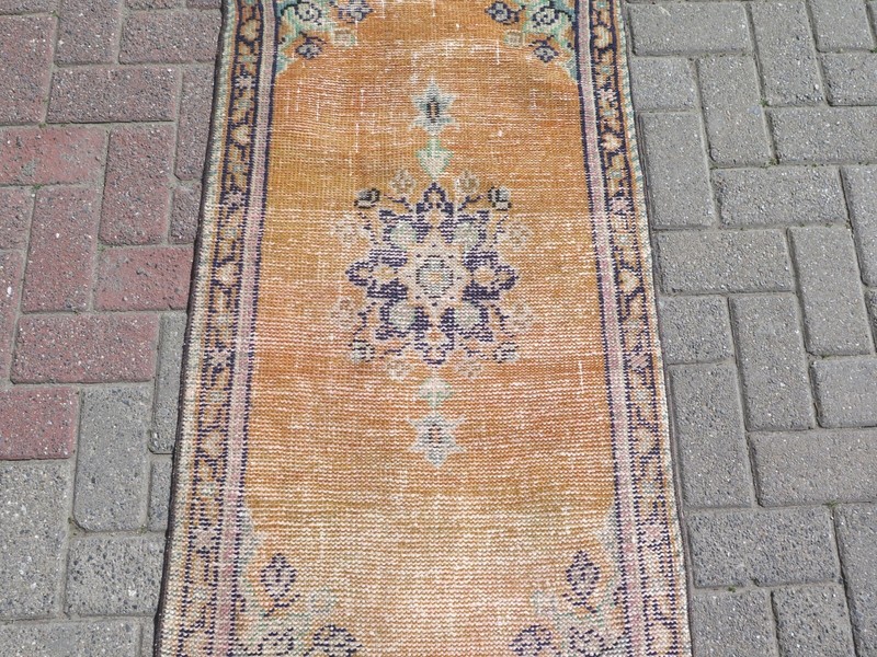 Turkish Wool Carpet, Home Decor Rugs, Handmade Teppich Boho Bedroom Rug 25"x46" gallery