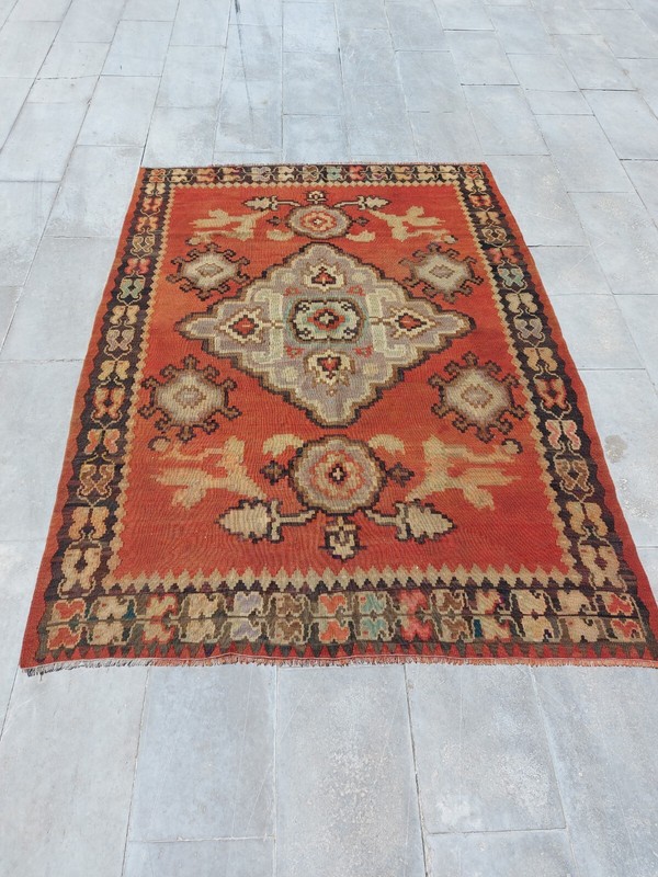 Recional Super Rare Antique Oushak Carpet Floral and Geometric Decor Rug gallery