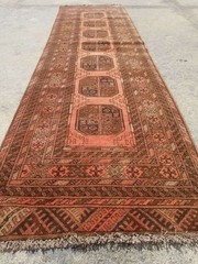 Vintage Hand Made Traditional Oriental Wool Brown Carpet Rug 288x82cm