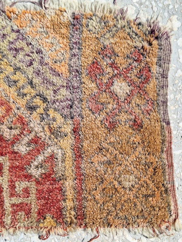 1890s Rare Collectible Antique Fragment Carpet , Cappadocian HandMade Pile Rug gallery