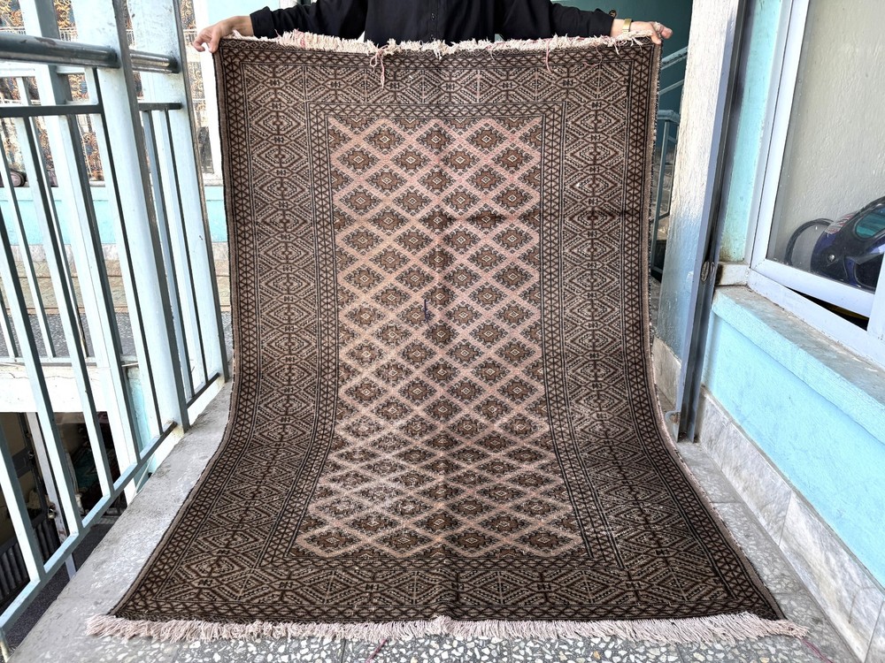 4x6Ft Afghan Hand Knotted Terracotta Area Rug Turkmen Oriental Brown Wool Carpet