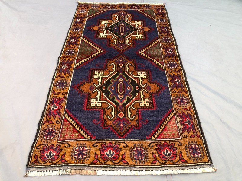 2'9 x 5'1 ft Vintage Afghan Hand Knotted Tribal Wool Rug Geometric Medallion Rug gallery