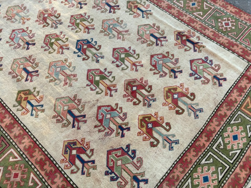6.8x10 Vintage Turkish Nomadic Rug Ivory Sage Green Tribal Wool Area Carpet gallery