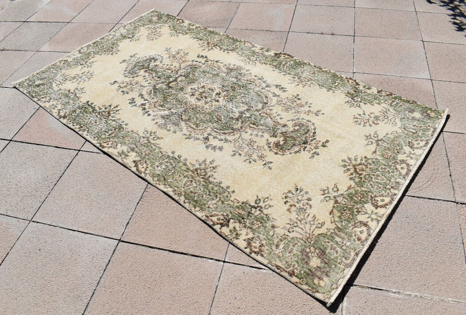 Vintage Turkish Rug 45'' x 81'' Anatolian Hand-knotted Rug Low Pile Oushak Rug gallery