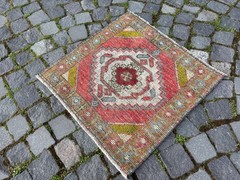 Doormats,Turkish handmade rug,Vintage wool rugs, Bohemian small rug 2,0 x 2,1 ft