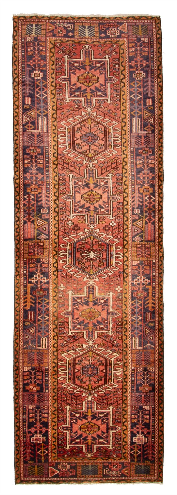 3'6" x 10'10" Vintage Hand-knotted Runner Rug Traditional Oriental Wool Carpet gallery