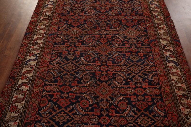Semi-Antique Navy Blue/ Ivory Wool Malayer Living Room Rug 5x11 Traditional Rug gallery