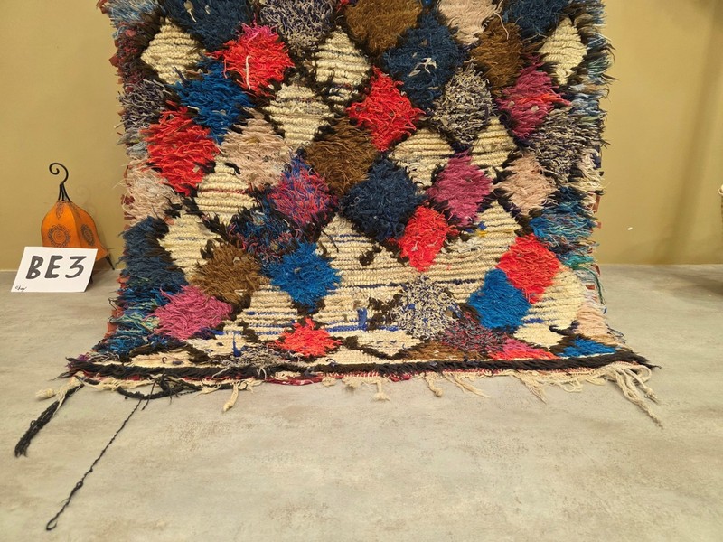 Moroccan Handmade Vintage Runner 3'5x4'4 Berber Soft Clay & Chocolate Brown Rug gallery