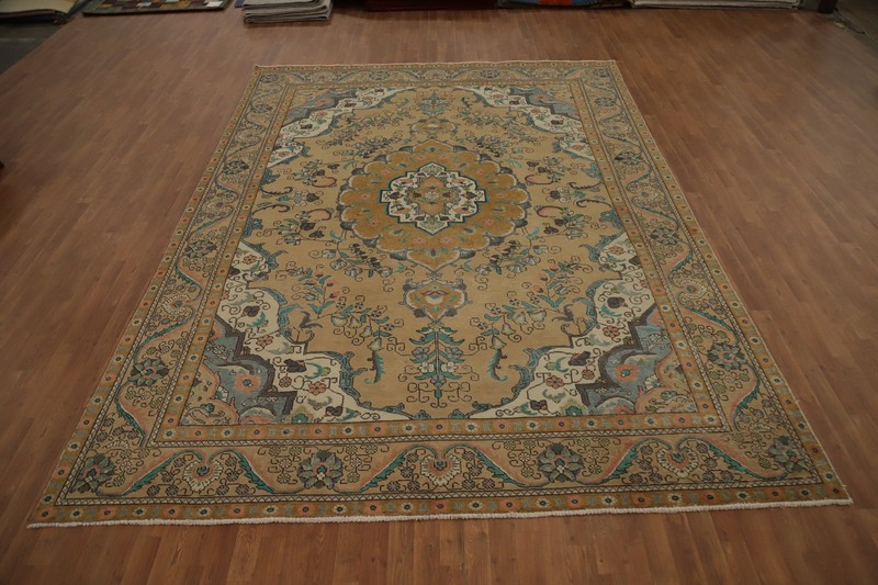 Traditional Wool Brown Dining Room Area Rug 9x13 Vintage Handmade Over-Dyed Rug gallery
