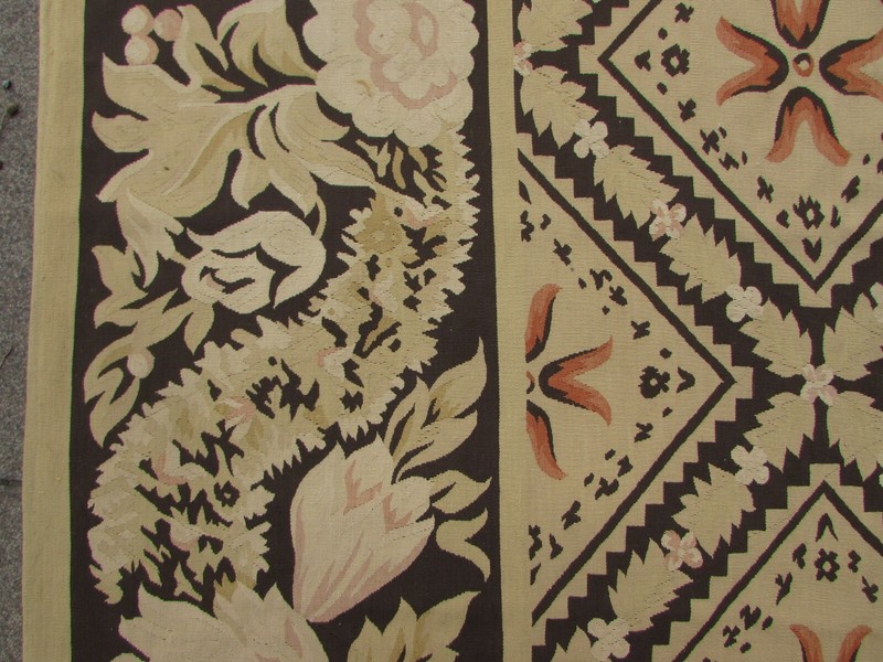 Vintage Hand Made French Design Wool Beige Brown Original Aubusson 515X364cm gallery