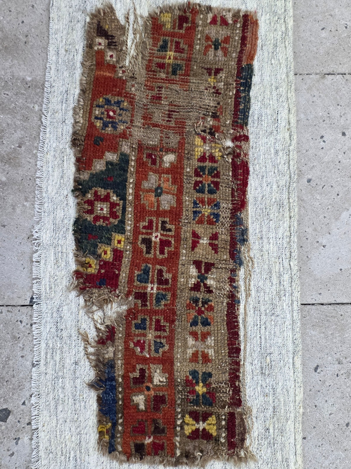 Turkish Tribal Fragment Carpet, Antique Wool Rug, Old Textile Home Decor Rug gallery