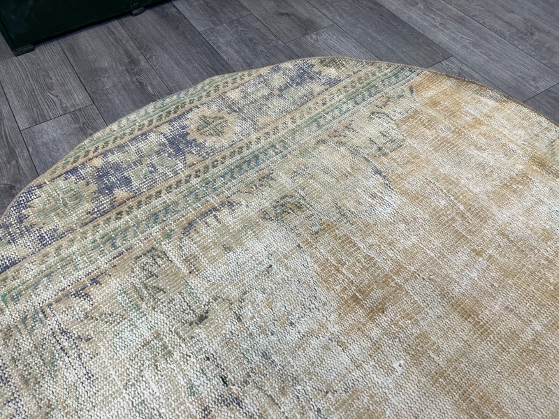Round Rug, Circle Rug, Vintage Rug, Small Area Rug, Muted Rug, 5.1 x 5.1 ft gallery
