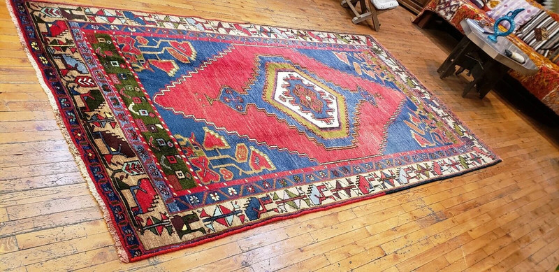 Exquisite Antique 1900-1939s Wool Pile Vibrant Natural Color Area Rug 4'10''x9'2 gallery