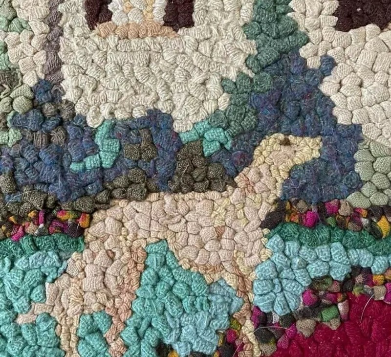 Gorgeous Hand Knotted Vintage Rug, w/Home & Dog Signed by Artist!. gallery