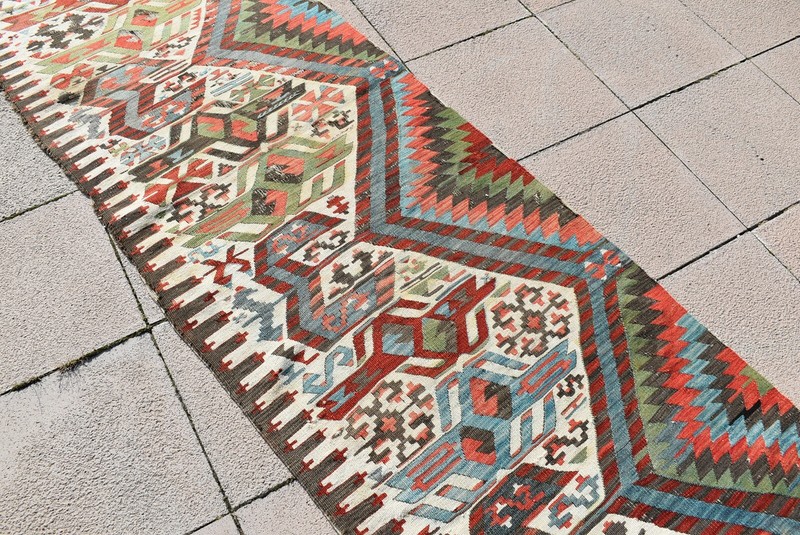 Stunning Antique Kilim Rug 2'7 x 10'7 ft. Anatolian Collector's Fragment Kilim gallery