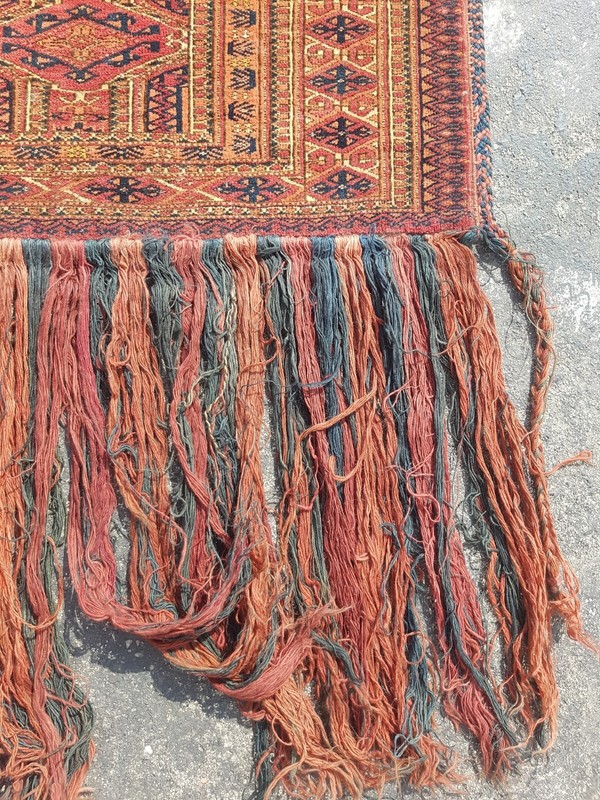 Vintage Hand Made Traditional Rug Oriental Wool Multicolor Carpet 36x132 cm gallery