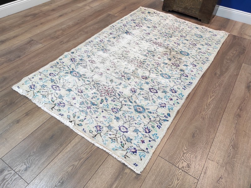 White Area Rug, Home Decor, Handmade Area Rug, Floor Rug, 3.9 x 6.4 ft gallery