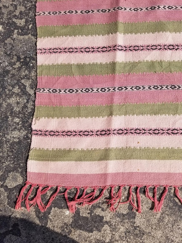 Vintage Traditional Handmade Anatolian Striped Wool Multicolor Kilim 5.3x3.6 ft gallery