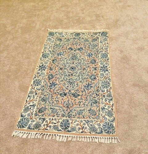 Price Drop ! Vintage Gorgeous Kashmiri Cotton Embroidered Wall or Floor Rug gallery