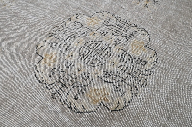 Oushak Turkish Vintage Rug 7x10 Kilim Rug Anatolian Handmade Boho Decor GRAY gallery