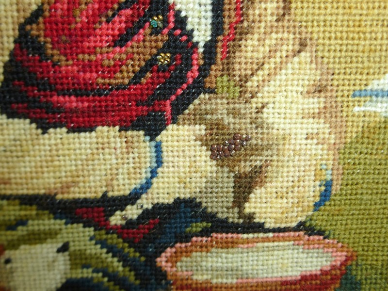 Large Hand-Embroidered Picture in Frame Dated 1843 NK-6963 gallery