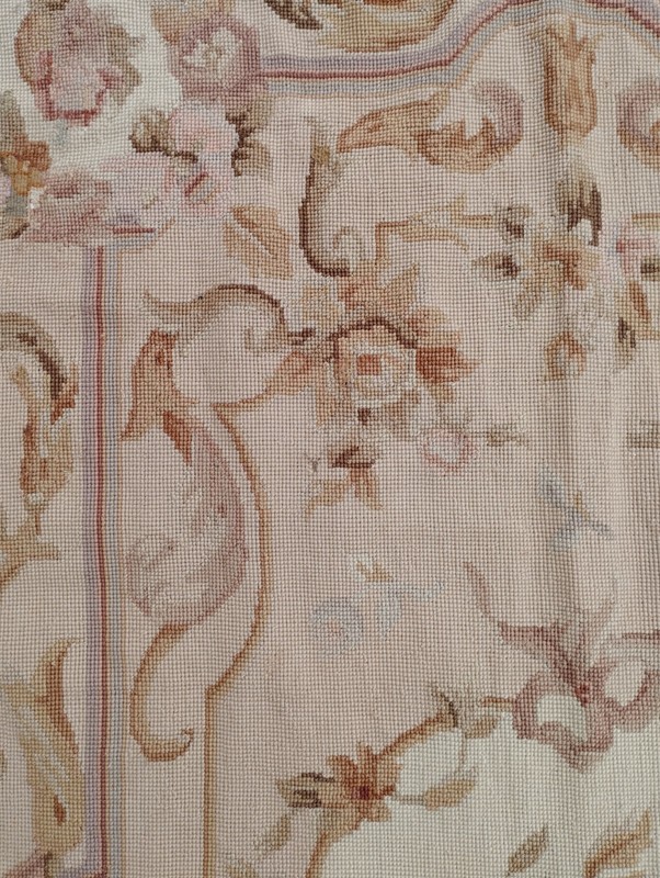 Vintage French Floral Needlepoint Handmade Multicolor Rug Wool Carpet 177x115 cm gallery