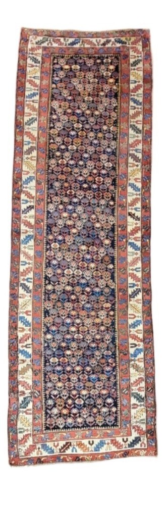 Decorative Hand Knotted Antique Caucasian Runner 100%wool Size 3ft4" X10ft 6"