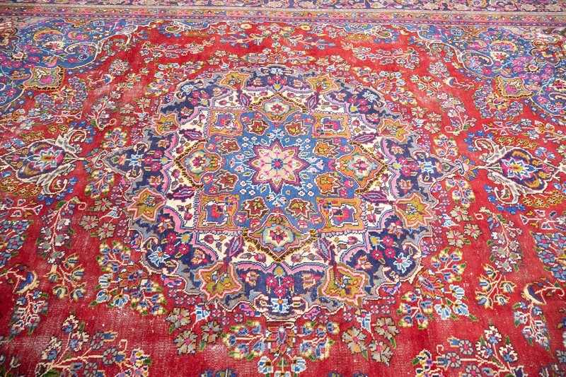 Semi-Antique Distressed Handmade Oriental Rug Living Room Carpet 9'7x12'6 Ft gallery