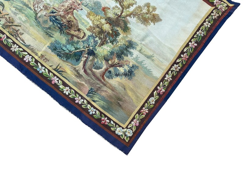 3x4 Pair Antique French Handmade Tapestries Wool & Silk Decorative Wall Panels gallery