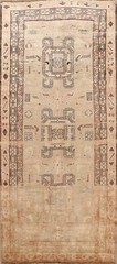 Muted Distressed Vintage 5×10 Geometric Tribal Area Rug Handmade Carpet