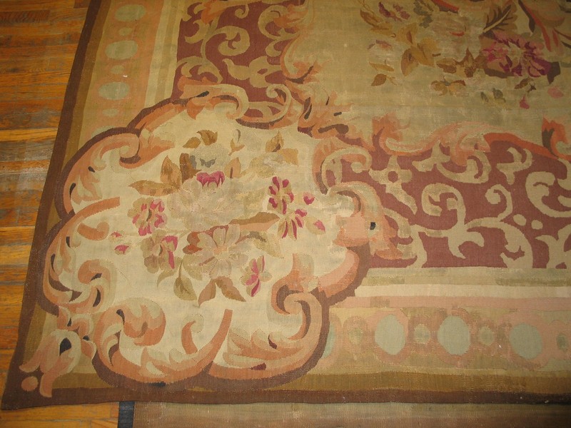 11'x14' Antique Mid 19th Century Floral Napoleon III Design Flat Woven French gallery
