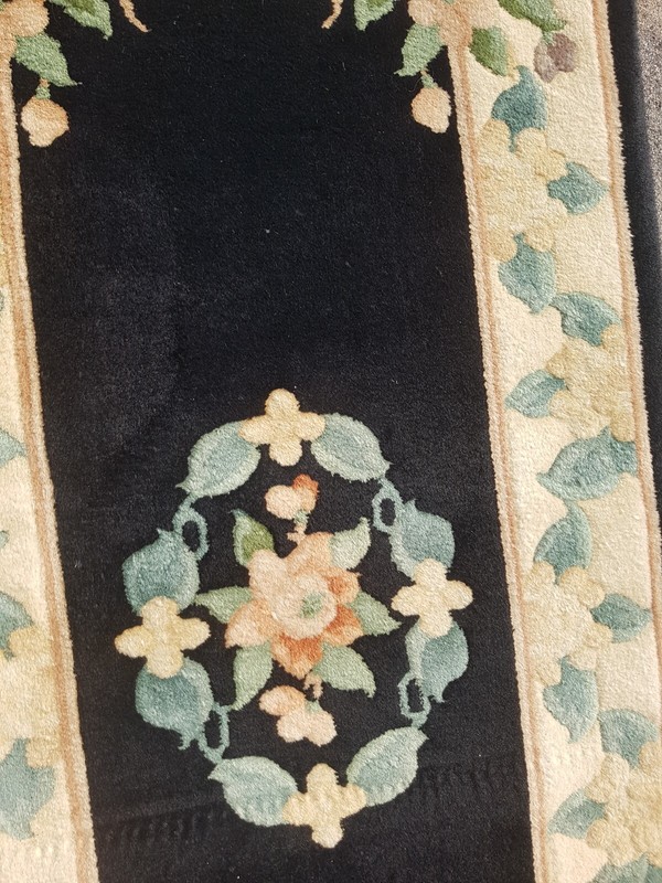 Vintage Chinese Floral Woolen Beautiful Art Deco Home Decor Rug Carpet 307x68 cm gallery