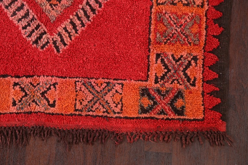 Semi-Antique Geometric Moroccan Oriental Area Rug Wool Hand-knotted Red 5x10 ft gallery
