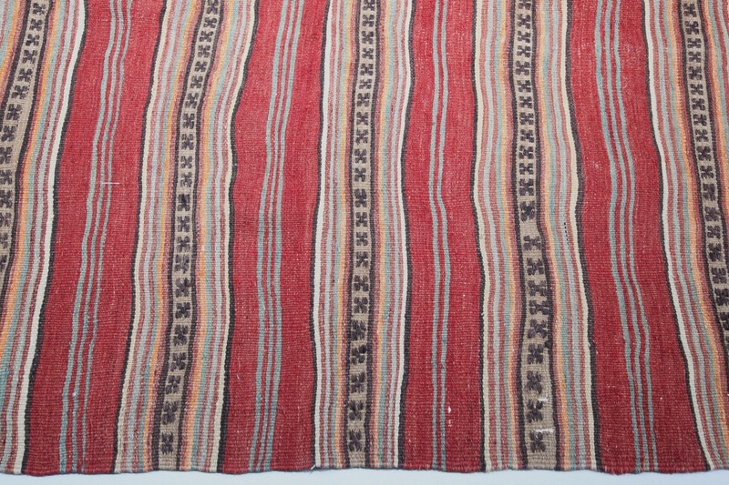 One Of a Kind Decorative Vintage Turkish Handwoven Kilim-Authentic Area Kilim gallery