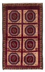 Vintage Geometric Area Rug 3’4″ x 5’7″ Traditional Hand-Knotted Wool Carpet