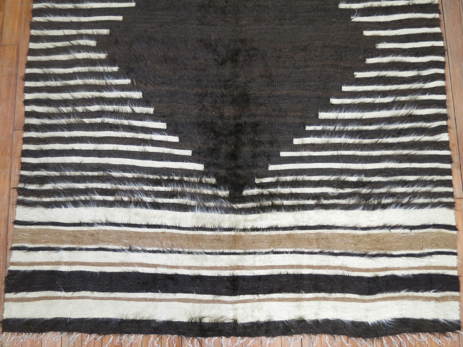 Vintage Striped Turkish Siirt Angora Kilim Blanket Rug Size 4'5''x6'2'' gallery
