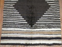 Vintage Striped Turkish Siirt Angora Kilim Blanket Rug Size 4’5”x6’2”