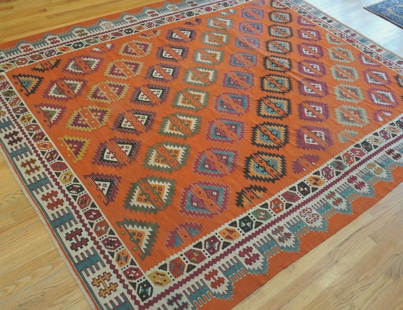 8' x 10' AHTIQUE TURKISH KILIM NAVAJO DESIGN HAND-WOVEN WOOL ORIENTAL RUG gallery