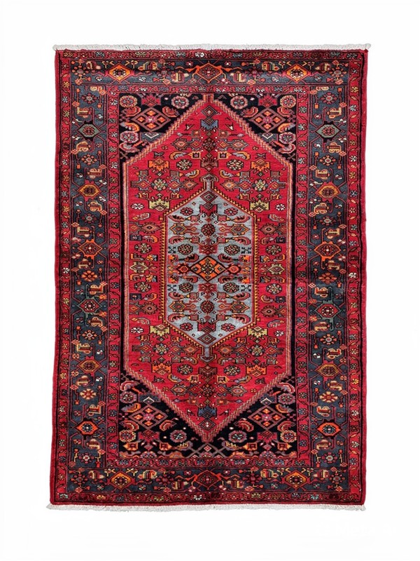 Vintage Hand Knotted Zanjan Wool Area Rug 5x7 Tribal Oriental Red Blue Geometric gallery
