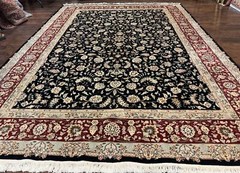 Sino Per’sian Rug 9×12 Fine Elegant Oriental Carpet 200 KPSI Black Dark Red