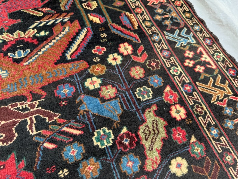 4x7 Vintage Afghan Hand-Knotted Pictorial Rug Animal & Tree Of Life Oriental Rug gallery