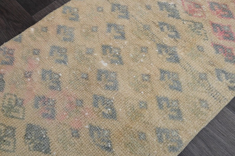 Oushak Turkish Doormat Rug 2x2 BEIGE Anatolian Handmade Vintage Small Kilim Rug gallery