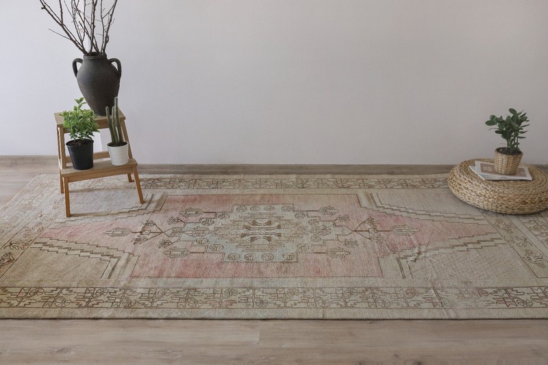 Vintage Oushak Rug Hand Knotted Wool Turkish Area Carpet 5x10 Ft Large Anatolian gallery