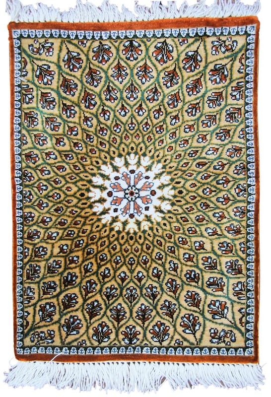 Group of 4 Fine Handmade Pure Silk Rugs Tapestries Assorted Sizes 2.5" x 2.5" gallery