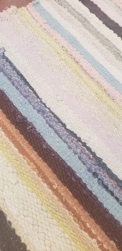 Vintage Farmhouse Handmade Rag Rug Multi-Color Stripe Flatweave Design 47"x 22" gallery